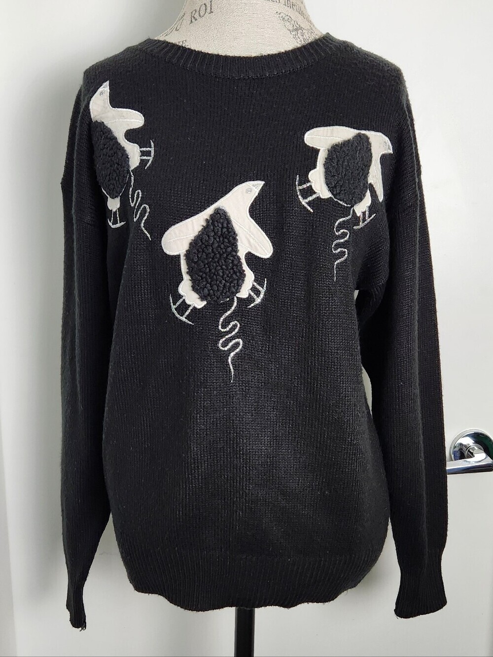 Vintage 80s Knit Penguin Sweater